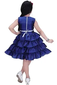 Fabulous Blue Rayon Solid Dress For Girls-thumb2