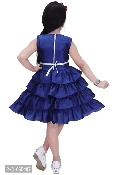 Fabulous Blue Rayon Solid Dress For Girls-thumb3