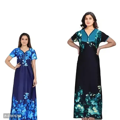 Elegant Polyester Printed Nighty For Women Pack Of 2-thumb0