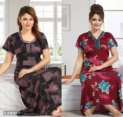 Elegant Polyester Printed Nighty For Women Pack Of 2-thumb0