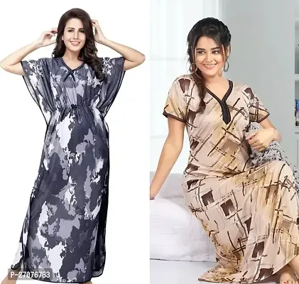Elegant Polyester Printed Nighty For Women Pack Of 2