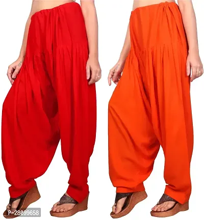 Classic Viscose Rayon Solid Patiala For Women Pack Of 2