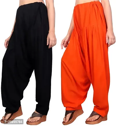 Classic Viscose Rayon Solid Patiala For Women Pack Of 2-thumb0
