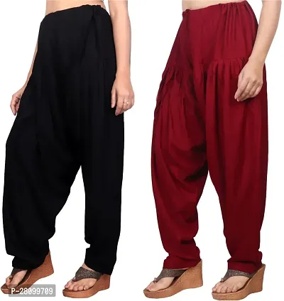 Classic Viscose Rayon Solid Patiala For Women Pack Of 2-thumb0