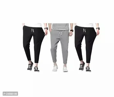 Stylish Fancy Cotton Blend Solid Regular Track Pants For Men Pack Of 3