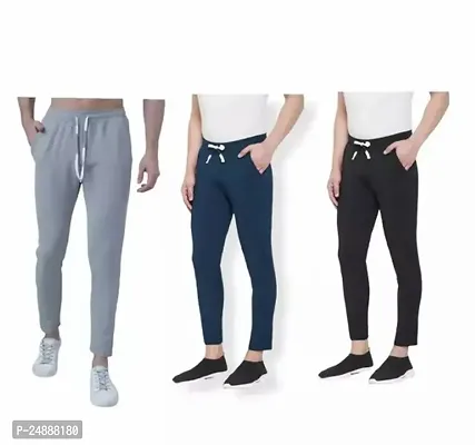 Stylish Fancy Cotton Blend Solid Regular Track Pants For Men Pack Of 3