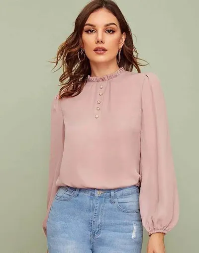 Stylish Blend Solid Top For Women