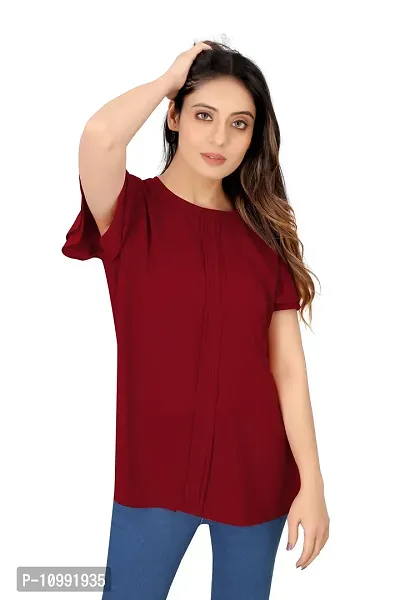 Stylish Cotton Blend Solid Top For Women