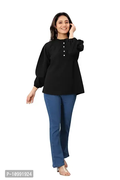 Stylish Cotton Blend Solid Top For Women