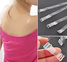 PRB presents transparent strap for bra | invisible clear transparent strap | clear middle strap | clear straps | bra clear middle straps SIZE FREE (pack of 8 pair)|clear strap bra| transparent bra|-thumb2