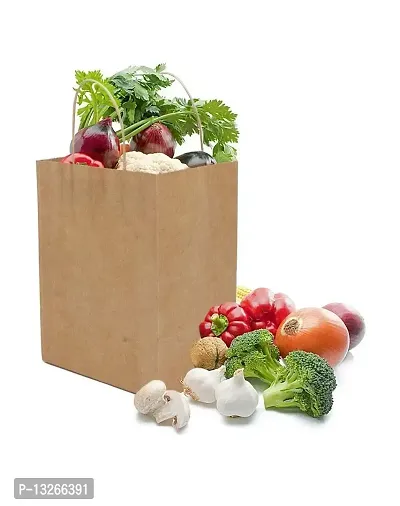 Storage Paper Bags For Vegetables Fruits and Many Grocery Products Pack of 50_Brown-thumb2