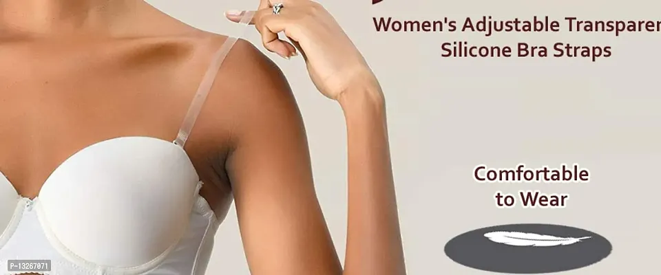 PRB presents transparent strap for bra | invisible clear transparent strap | clear middle strap | clear straps | bra clear middle straps SIZE FREE (pack of 8 pair)|clear strap bra| transparent bra|-thumb5