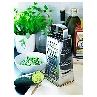 King International Grater Stainless Steel Four-Sided Grater and Slicer, Stainless Steel Vegetable Grater for Kitchen, 9.25"" for Cheese, Coconut, Ginger, Garlic-thumb2