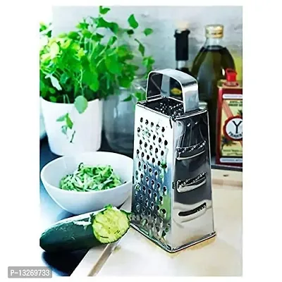 King International Grater Stainless Steel Four-Sided Grater and Slicer, Stainless Steel Vegetable Grater for Kitchen, 9.25"" for Cheese, Coconut, Ginger, Garlic-thumb3