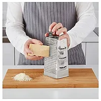 King International Grater Stainless Steel Four-Sided Grater and Slicer, Stainless Steel Vegetable Grater for Kitchen, 9.25"" for Cheese, Coconut, Ginger, Garlic-thumb1