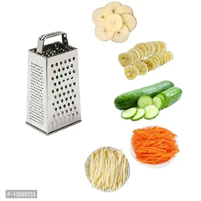 King International Grater Stainless Steel Four-Sided Grater and Slicer, Stainless Steel Vegetable Grater for Kitchen, 9.25"" for Cheese, Coconut, Ginger, Garlic-thumb5