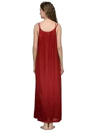 Tiash Women's Ankle Length Maroon Satin Nighty-2XL-thumb2