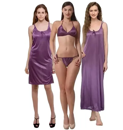 Ananqe Set of Women's Short, Long Nighty and Bikni