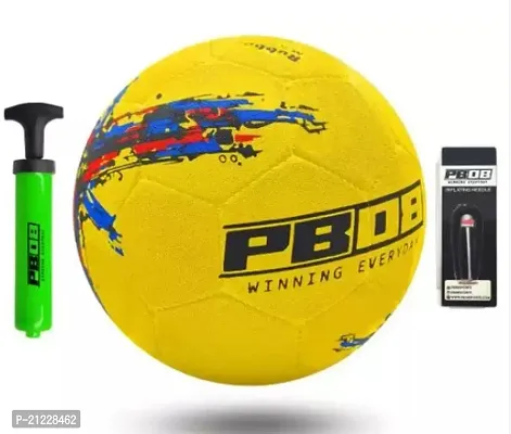 PB08 Rubber Moulded Yellow Color Football Size 5 with Inflation Needle and Air Pump-thumb0