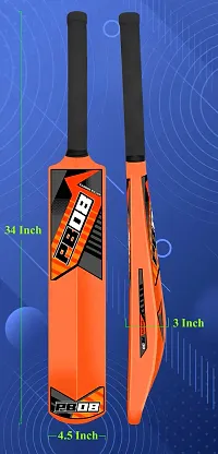 PB08 Plastic Cricket Bat for Tennis Ball, Full Size Cricket Bat Orange Color-thumb1