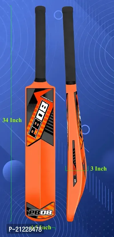PB08 Plastic Cricket Bat for Tennis Ball, Full Size Cricket Bat Orange Color-thumb2