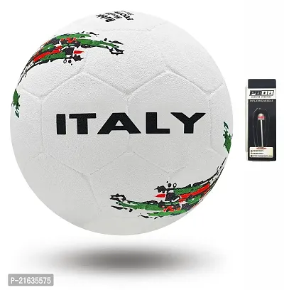 PB08 Rubber Moulded Italy Country Football Size 5 Football with Inflation Needle (Multicolor)