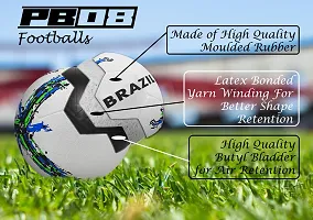 PB08 Rubber Moulded Brazil Country Football Size 5 Football with Inflation Needle (Multicolor)-thumb2