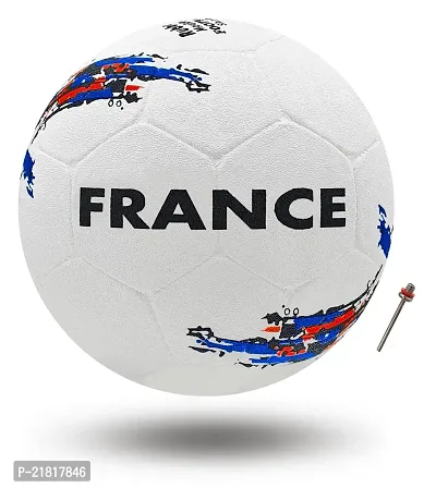 PB08 Rubber Moulded France Country Football Size 5 Football with Inflation Needle (Multicolor)