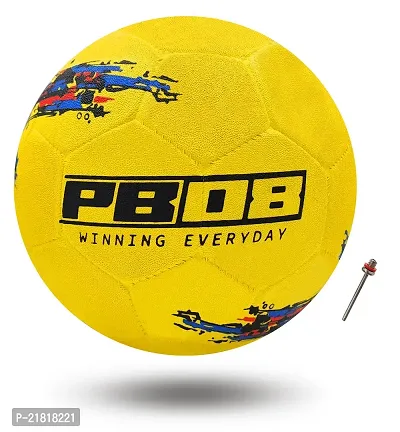 PB08 Rubber Moulded Yellow Color Football Size 5 Football with Inflation Needle (Multicolor)