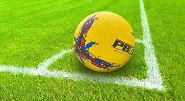 PB08 Rubber Moulded Yellow Color Football Size 5 Football with Inflation Needle (Multicolor)-thumb2