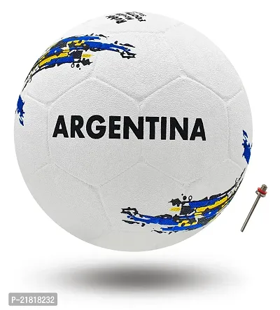 PB08 Rubber Moulded Argentina Country Football Size 5 Football with Inflation Needle (Multicolor)