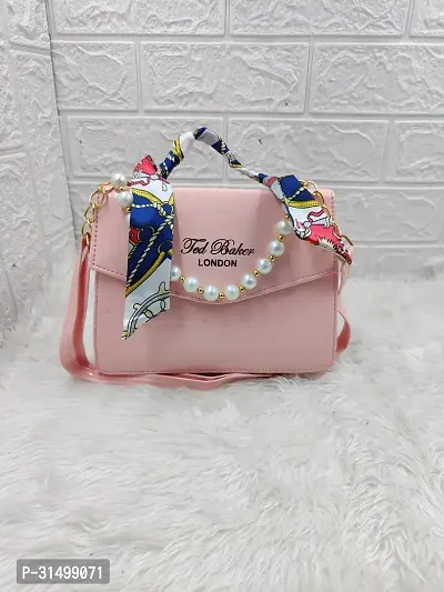 Stylish Peach PU Sling Bags For Women