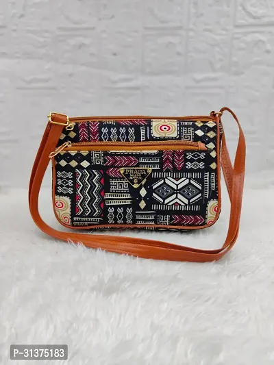 Stylish Multicoloured PU Printed Sling Bag For Women-thumb0