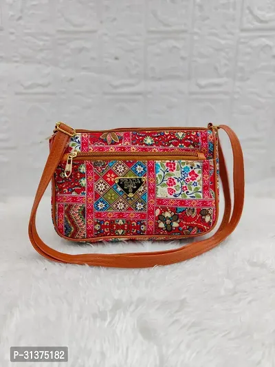 Stylish Multicoloured PU Printed Sling Bag For Women-thumb0