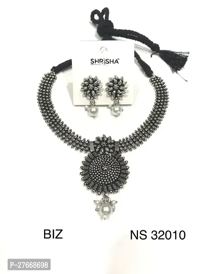 Stylish  Oxidised Silver  Jewellery Set For Women-thumb0