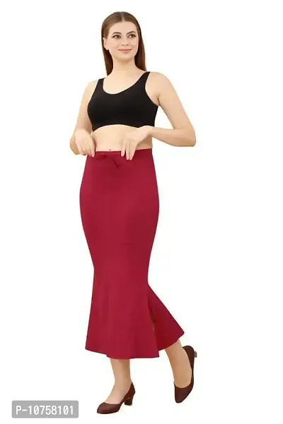 Toy O'Fun Lycra Saree Shapewear Petticoat for Women, Cotton Blended,Petticoat,Skirts for Women,Shape Wear Dress for Saree (XL, Black + Maroon)-thumb5