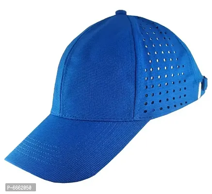 Plain blue sports caps for men and women