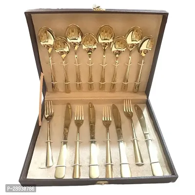 Golden Spoon- 16 Set- 4 Dinner Spoon, 4 Small Spoon, 4 Fork  4 Butter Knife-thumb2