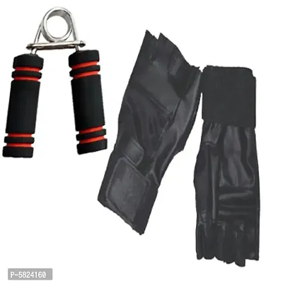 Leather Gym Gloves and Foam Hand Grip.-thumb0