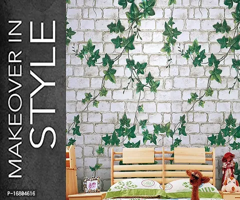 Self adhesive wallpaper sticker brick leaf pattern for wall decoration(300 x 45 cm)-thumb0