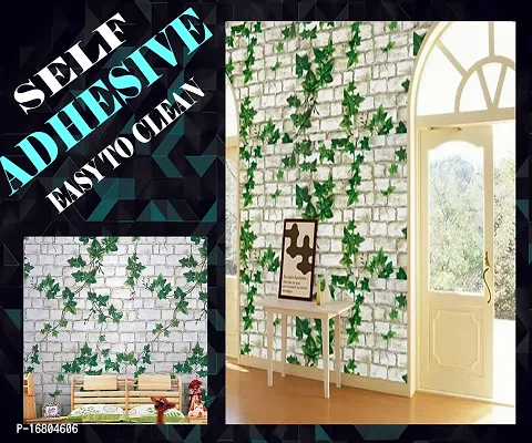 Self adhesive wallpaper sticker brick leaf pattern for wall decoration(300 x 45 cm)