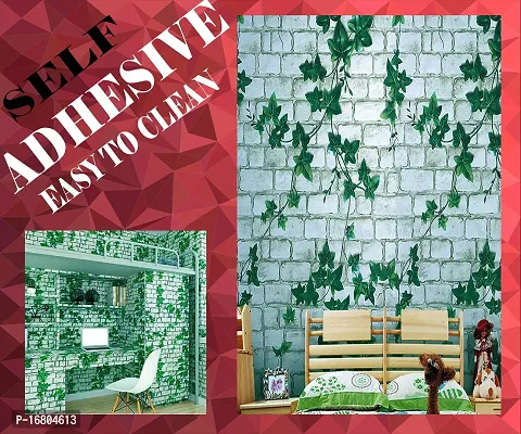 Self adhesive wallpaper sticker brick leaf pattern for wall decoration(300 x 45 cm)-thumb0