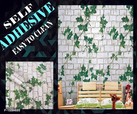 Self adhesive wallpaper sticker brick leaf pattern for wall decoration(300 x 45 cm)