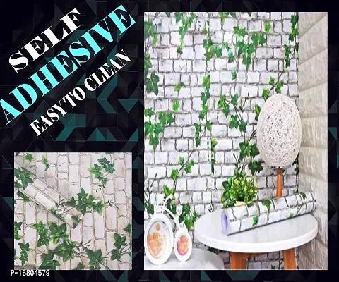 Self adhesive wallpaper sticker brick leaf pattern for wall decoration(300 x 45 cm)-thumb0