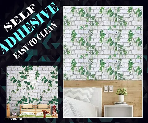 Self adhesive wallpaper sticker brick leaf pattern for wall decoration(300 x 45 cm)-thumb0