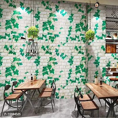 Self adhesive wallpaper sticker brick leaf pattern for wall decoration(300 x 45 cm)-thumb3