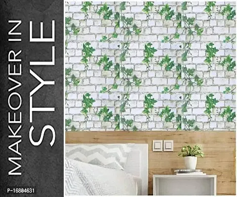 Self adhesive wallpaper sticker brick leaf pattern for wall decoration(300 x 45 cm)