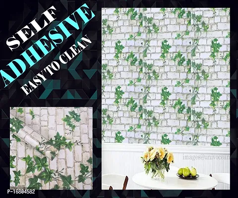 Self adhesive wallpaper sticker brick leaf pattern for wall decoration(300 x 45 cm)-thumb0