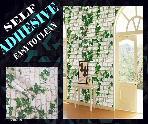 Self adhesive wallpaper sticker brick leaf pattern for wall decoration(300 x 45 cm)