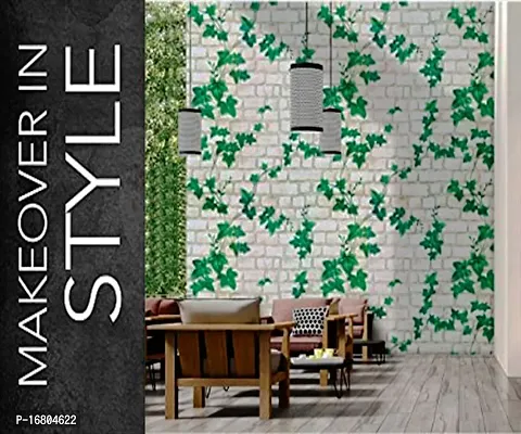 Self adhesive wallpaper sticker brick leaf pattern for wall decoration(300 x 45 cm)-thumb0